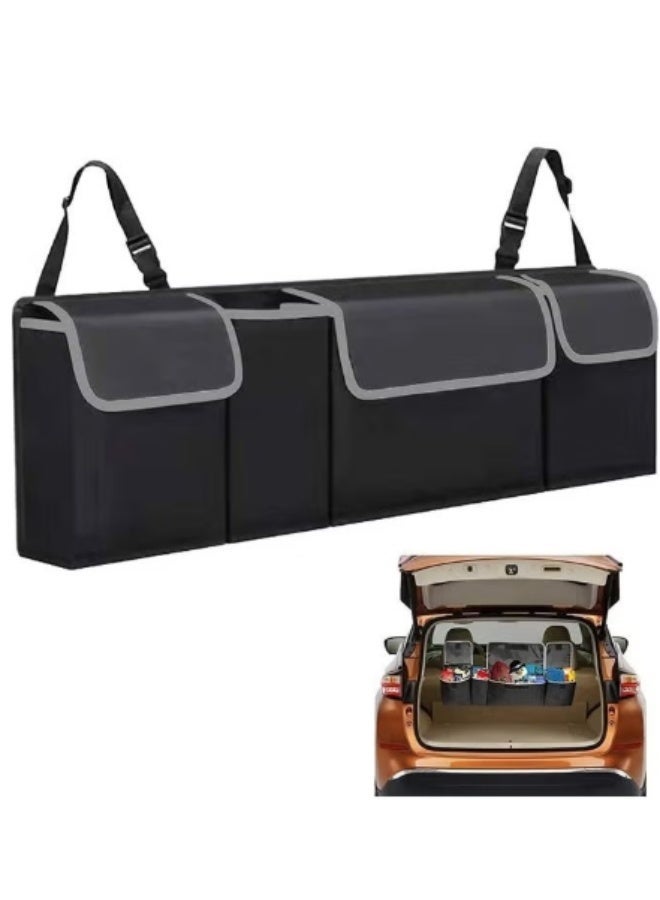 منظم صندوق السيارة الخلفي القابل للطي مع شنطة تخزين معلقة عالية السعة - مناسب لجميع أنواع السيارات SUV - Image 1